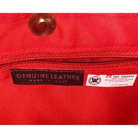 NWOT VTG Red Leather‎ Exotic Croc Embossed Shoulder Tote Purse Laptop Bag Italy - Picture 5 of 8